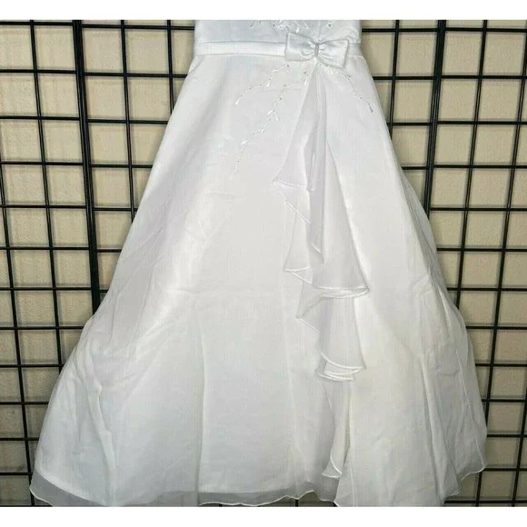 NWT NEW White Satin, Chiffon Sweetie Pie Pageant/Party/Formal Gown 7Y-Fit 7/8/9Y